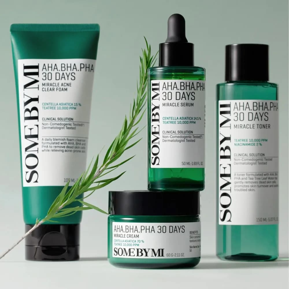 SOME BY MI AHA BHA PHA Tea Tree Essence Toner Facial Serum Sun Cream Skin Soothing Care Cream Cleaner Pore Refining Oil Control