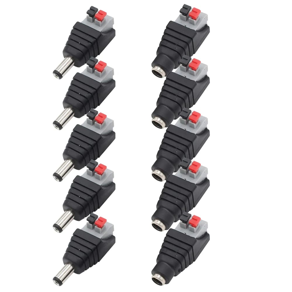 Male Female Socket Barrel Adapter 12V DC Power Connector Plug Jack for CCTV Camera LED Strip Supply Terminal 2.1mm x 5.5mm