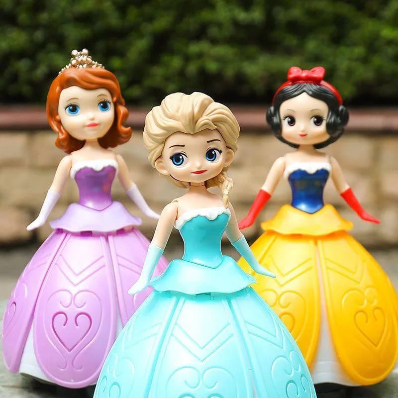 Frozen Elsa Anna Dance Robot con luce notturna Musica Giocattolo luminoso Decorazione torta Biancaneve Sofia Principessa Giocattoli per bambini Regalo