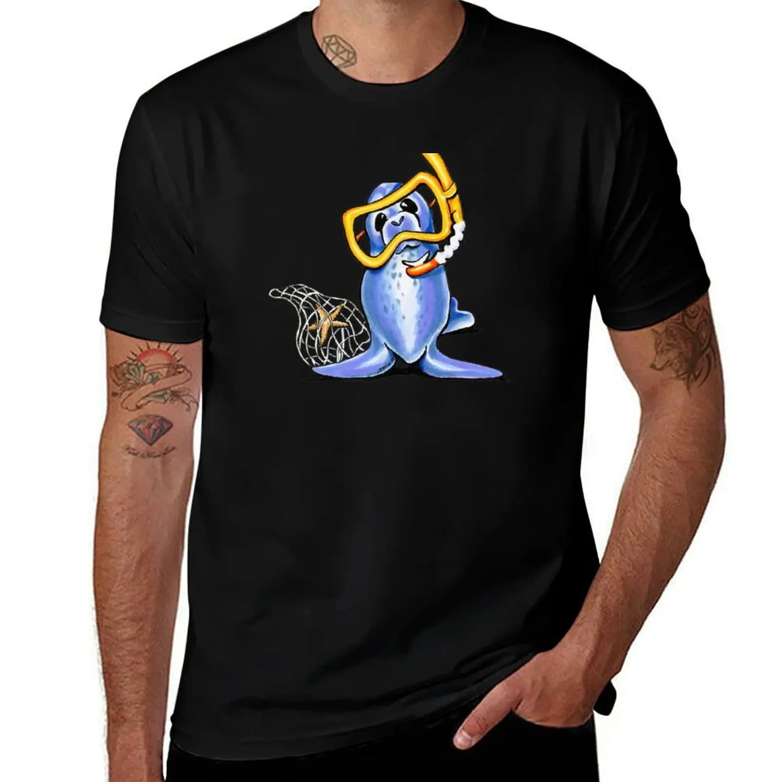 Snorkel Seal T-Shirt Casual Streetwear Short Sleeve Tee T-Shirt