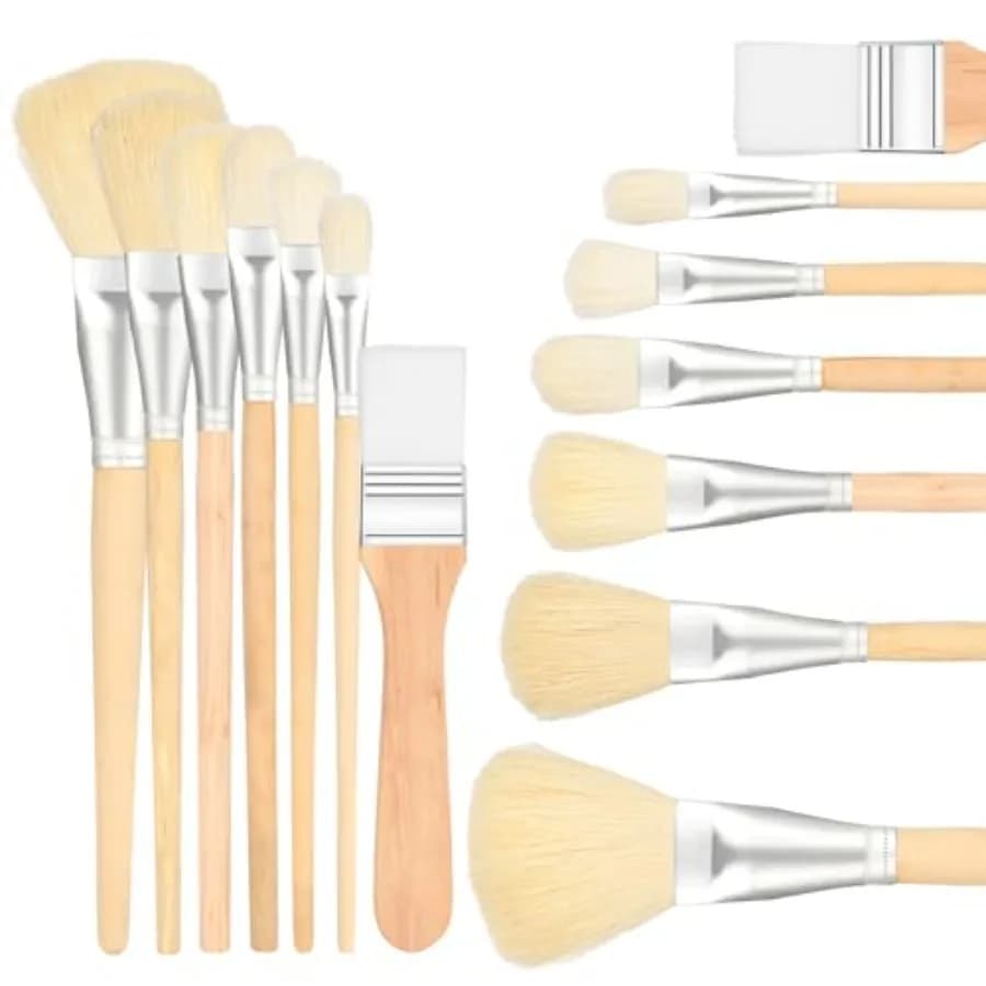 Set di Pennelli per Pittura Acrilica, 7 Pezzi Versatili per Miscelazione, Pennelli in Pelo di Capra per Pittura Acrilica
