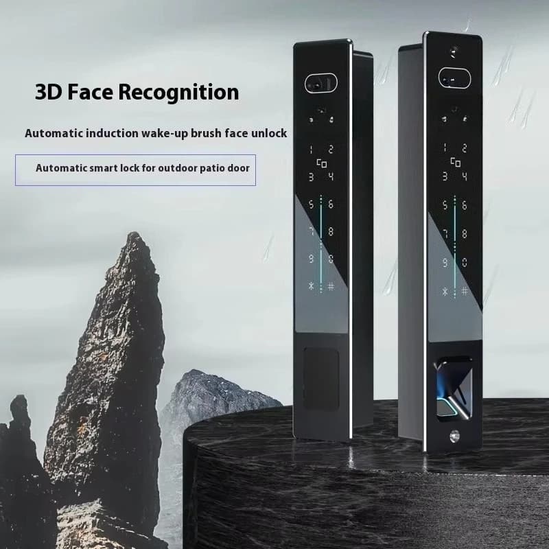 Serratura Intelligente Automatica Moderna per Porte da Cortile, Impermeabile, con Protezione Solare, Riconoscimento Facciale, Impronta Digitale e Password, Facile da Usare
