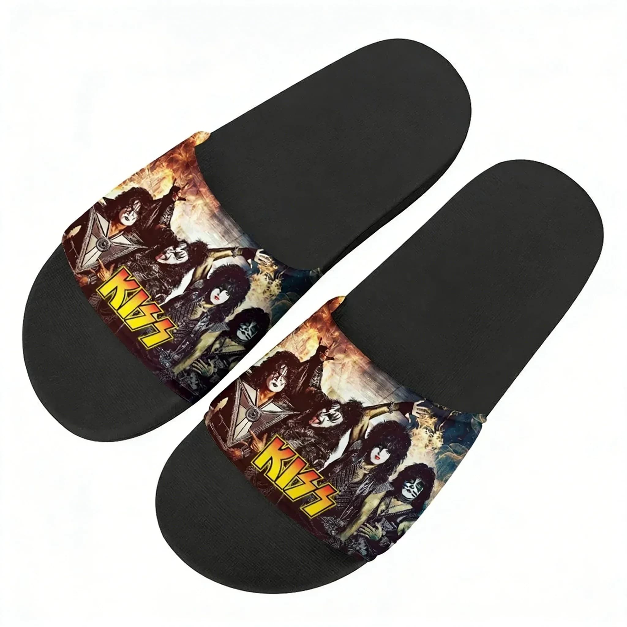 Kiss Pop Rock Band Slippers Home Water Shoes High Quality Men Women Teenagers Beach Pool Sandals Tailor-made Summer Slipper