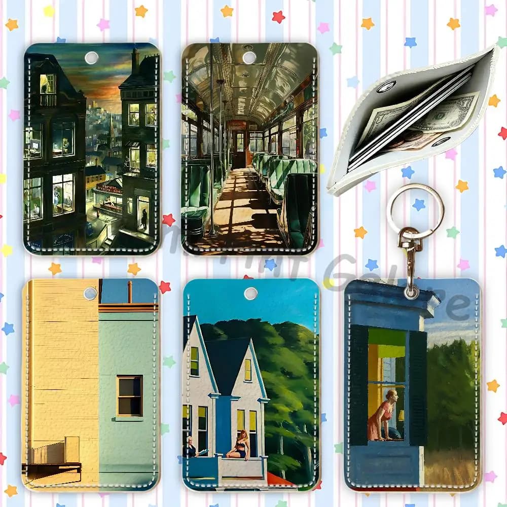 E-Edwardes H-Hopperes Art Cartoon Movie Singer Game Anime Printed Leather Card Holder Can Store ID Card Subway Case