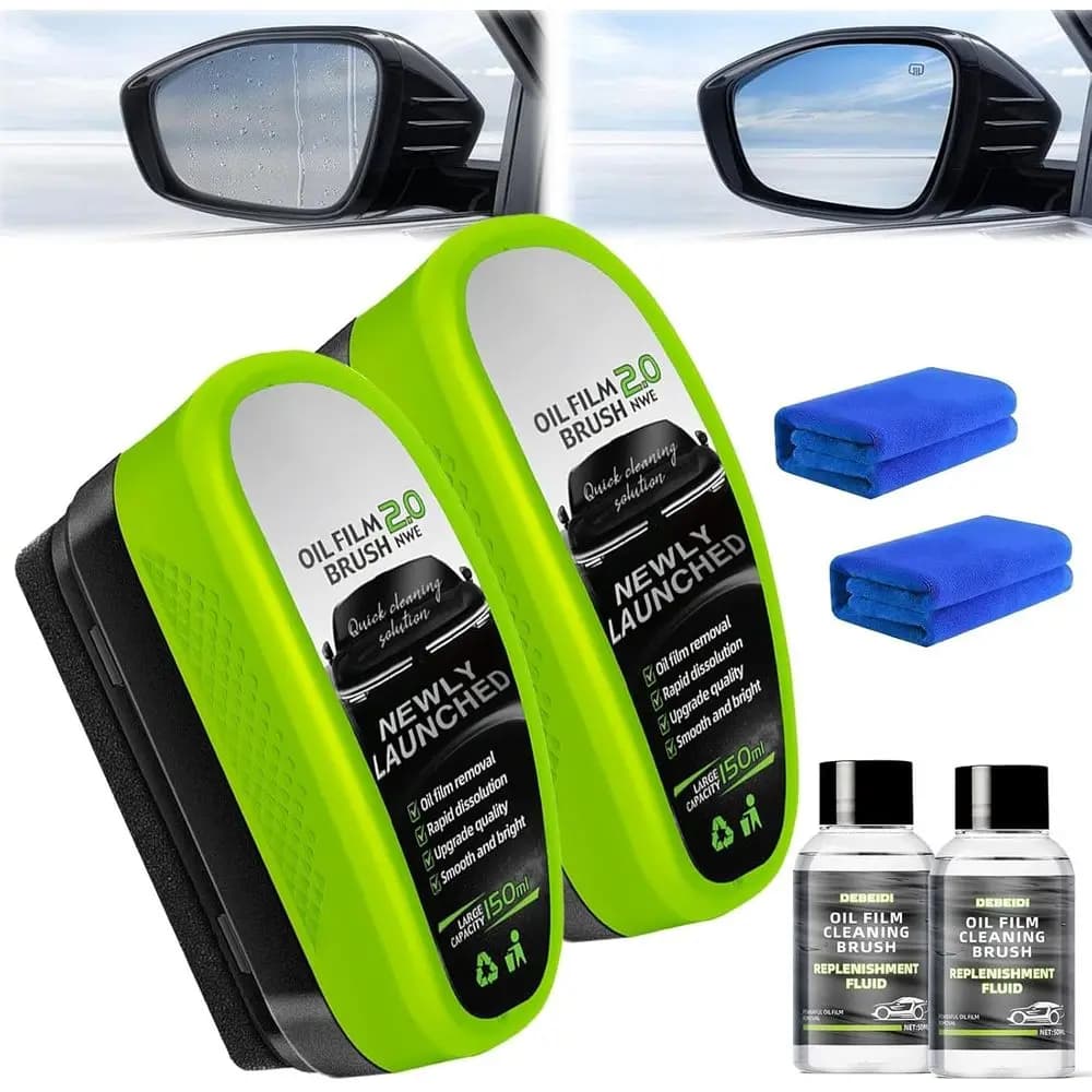 Cleaning brush for car oil or car windows, remove oil for glass or car, 2026 Upgrade 2.0 Cleaning Doard, 150ml Unil Clear