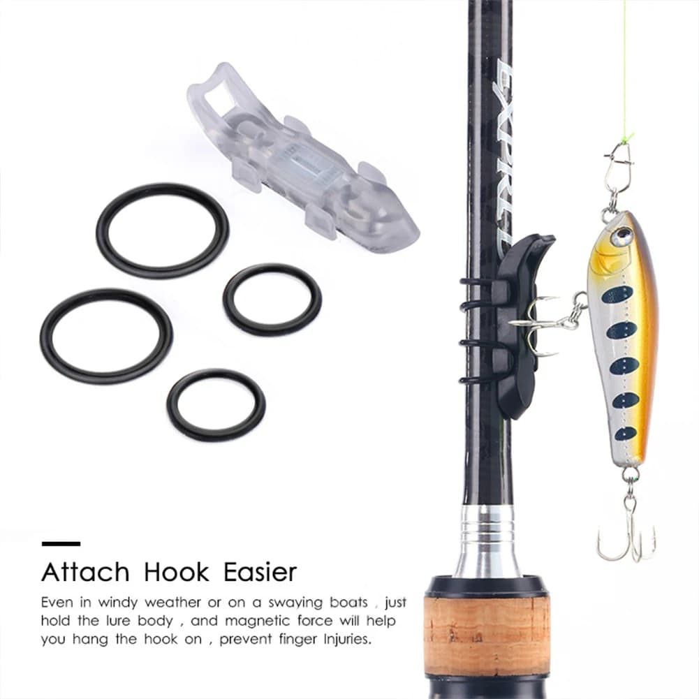 Magnetic Fixed Lure Jig Hooks Holder with Rubber Rings Automatic Fishing Fixed Bait Gear Prevent Scratching for Fishing Rod Tool