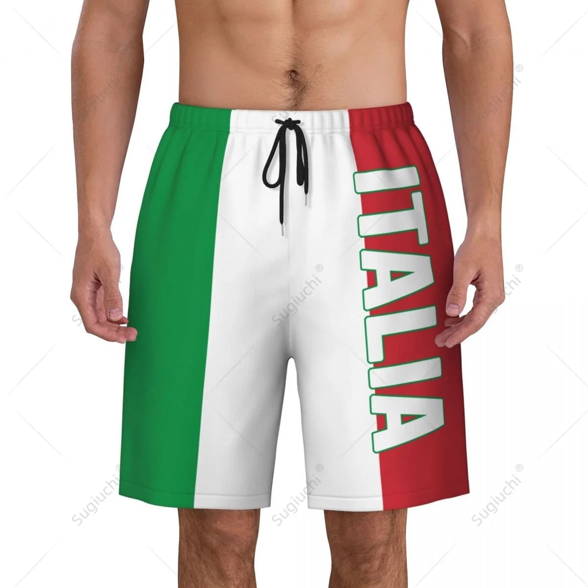 Beach shorts with Italian Flag for Men, Surfing Shorts, Football, Cycling, Swimwear, Polyester Running