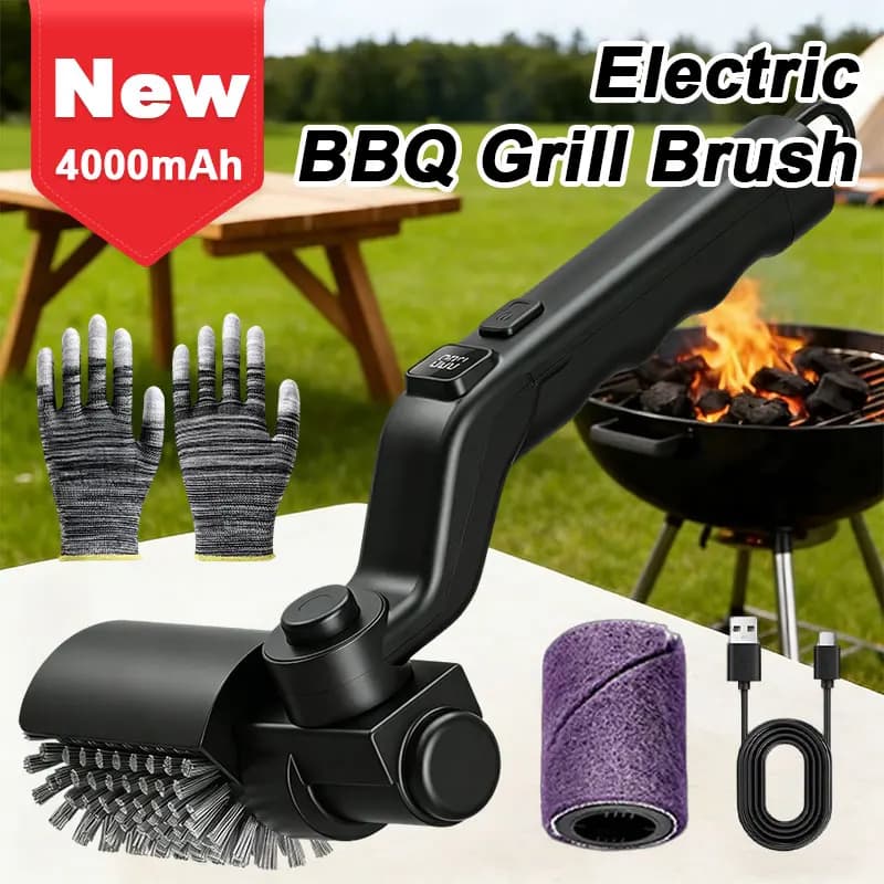 Spazzola elettrica per la pulizia del barbecue, pinzette per cucina, spazzola per legna da ardere, pinze per barbecue, magnete per friggitrice ad aria