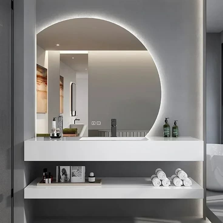 Bathroom Vanity Double-layer Slate Countertop ,Wall Mounted Bathroom Vanity Slate Basin Sink , Simple Bathroom Storage Cabinet