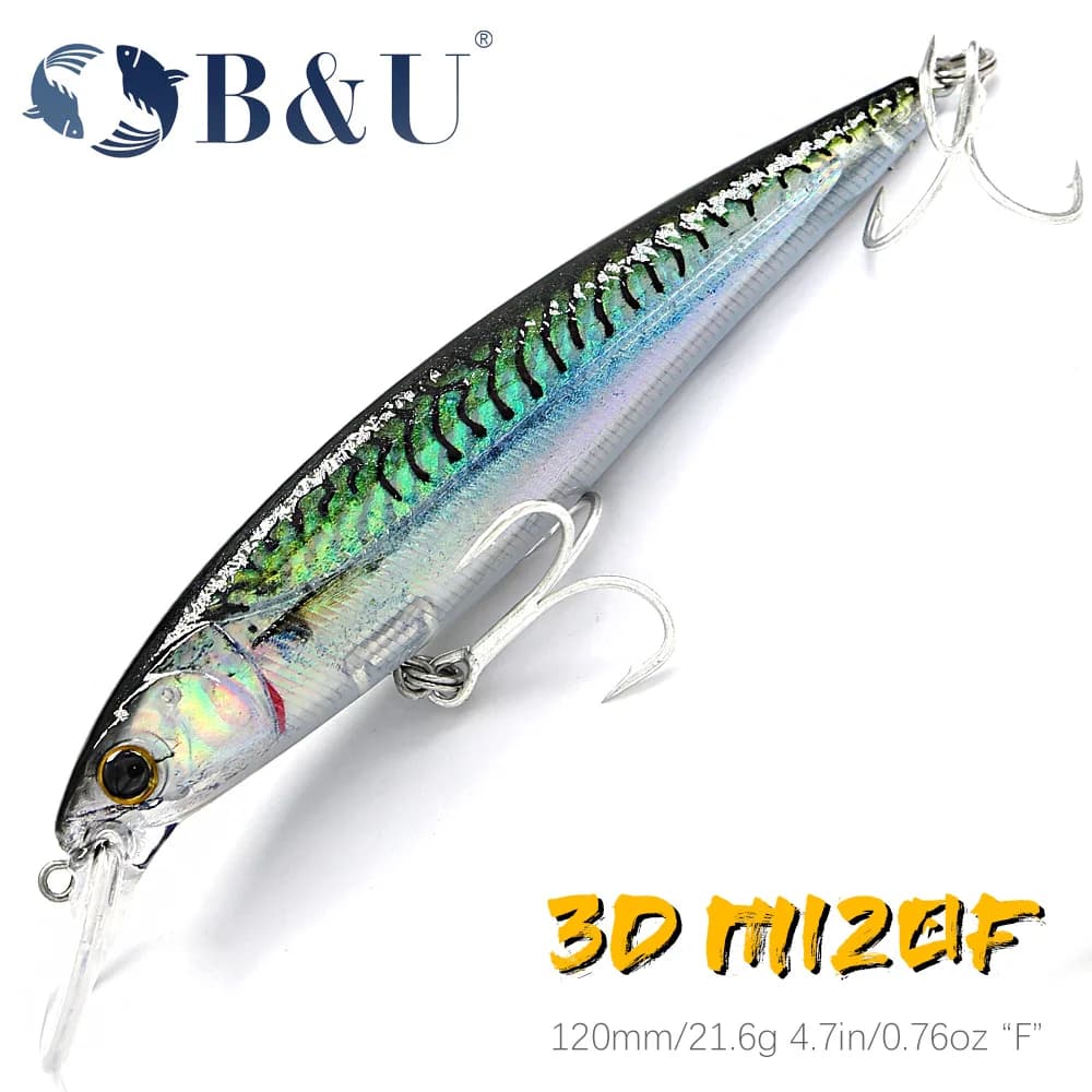 B&U Galleggiante Minnow Esche da pesca in acqua salata Trolling Crankbait Esche dure Wobblers Esca artificiale per trota per spigola