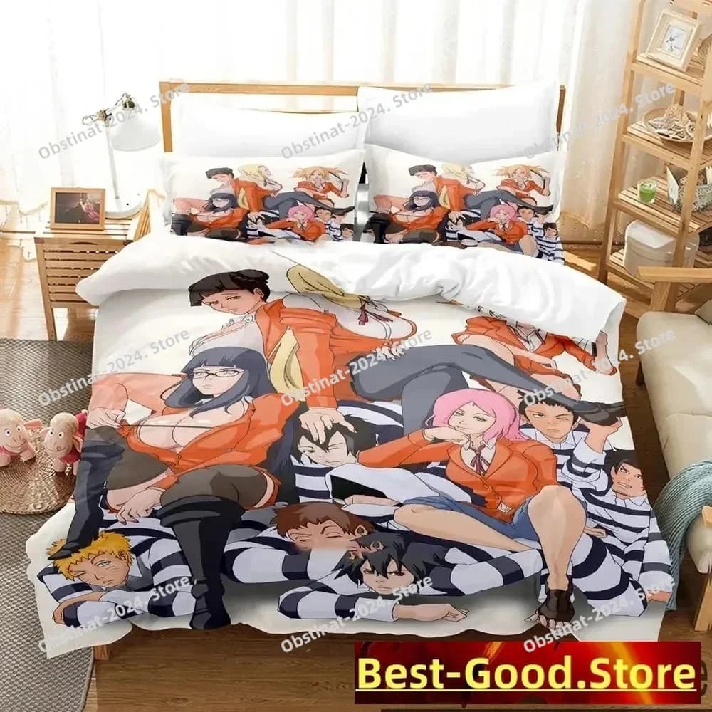 Set di Biancheria da Letto 3D Anime Prison School, Copripiumino, Set Completo con Federe, Coperta, Misura King e Queen per Ragazzi e Adulti