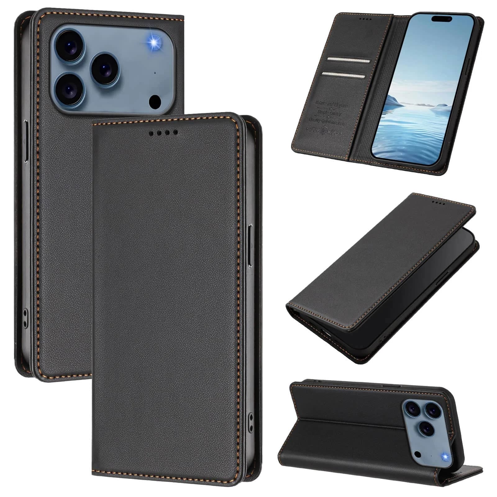 Custodia a Portafoglio Sottile WEFOR per iPhone 17/Air/16e/16 Pro Max 16 Plus con Chiusura Magnetica, Scomparti per Carte e Supporto, Blocco RFID