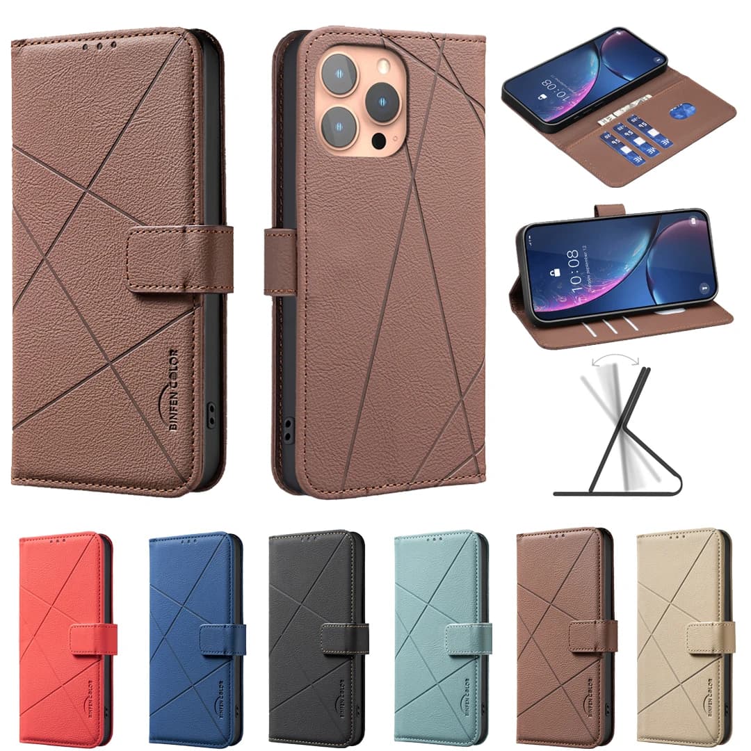 Custodia a portafoglio con blocco RFID premium per Samsung Galaxy A27 A37 A57 5G Custodia a libro in pelle con motivo geometrico con slot per schede