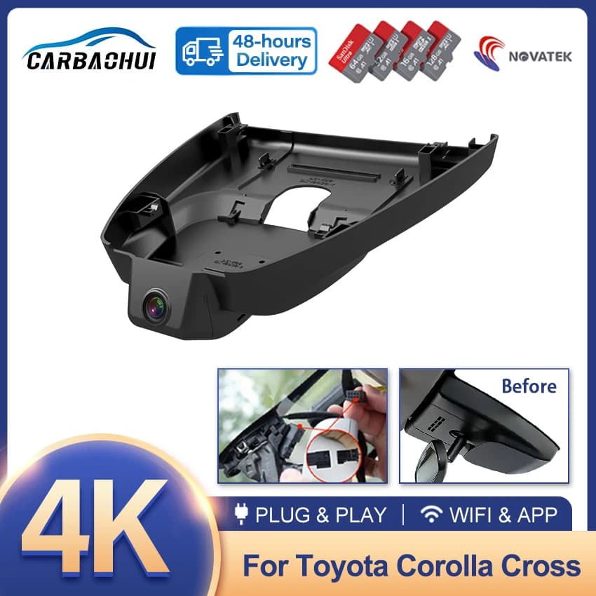 Per Toyota Corolla Cross 2023 2024 2025 2026, Dash Cam 4K Anteriore e Posteriore, Telecamera DVR per Auto Plug and Play, Registratore Video WiFi