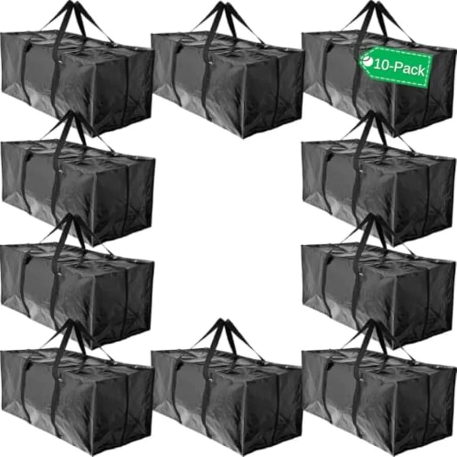 Sacchi per Trasloco Resistenti Extra Large con Manici Rinforzati, Borse Contenitore con Cerniera Riutilizzabili, Forniture per Trasloco e Stoccaggio