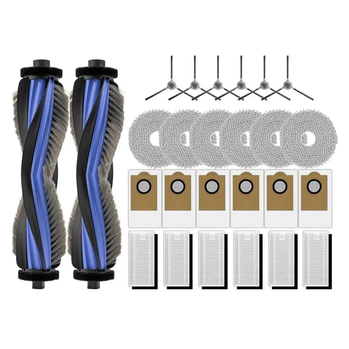 [HOT TREND] For M3 Robot Vacuum Cleaner Accessories Kit,2 Roller Brush,6 Side Brushes,6 Dust Bags,6 HEPA Filters,6 Mop Pads