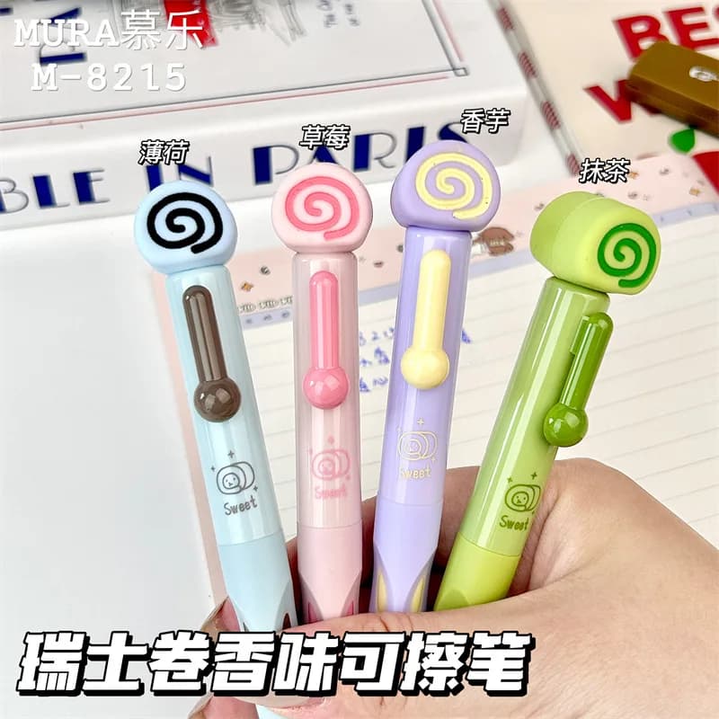2 pacchi/scatola Cloud Soft Swiss Roll Penna neutra pressata cancellabile Punta ST Penna a sfera profumata ad asciugatura rapida Studente 0,5 mm Blu