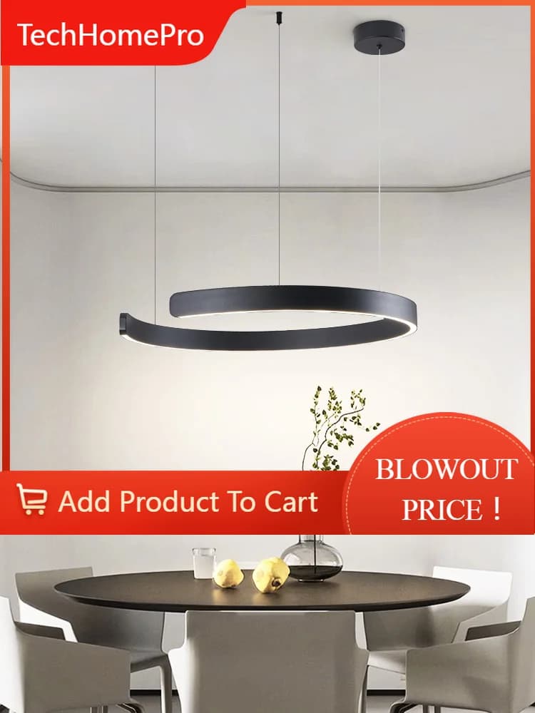 TechHPCeiling Lights Living Room Dining Room Bedroom Kitchen Light Nordic Modern Chandelier Simple Ring Light Led Pendants Round