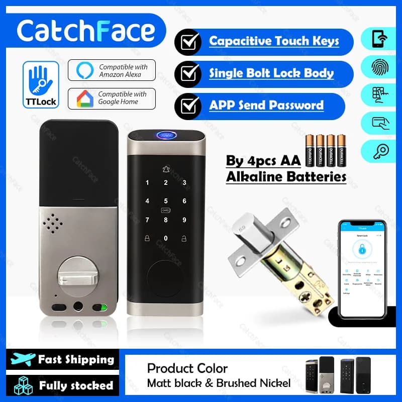 Smart Deadbolt serratura automatica Latc TTlock App Wifi BLE Fingerprint tastiera elettronica senza chiave Frid Card Control Center Alexa