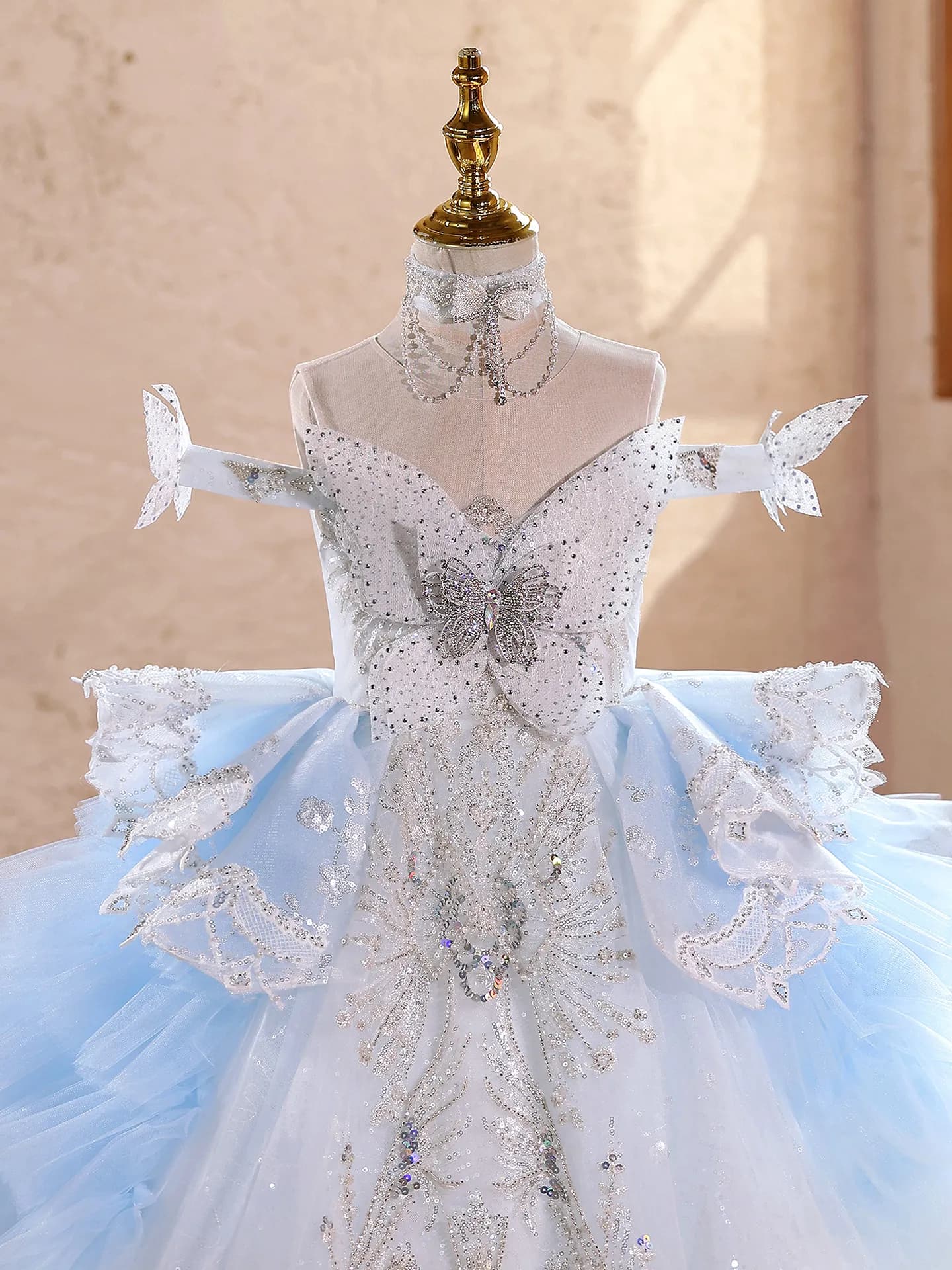 Abito da sera per bambini JDY personalizzato, stile principessa, leggero, lussuoso, con ricami elaborati, monospalla, per performance e serate di gala