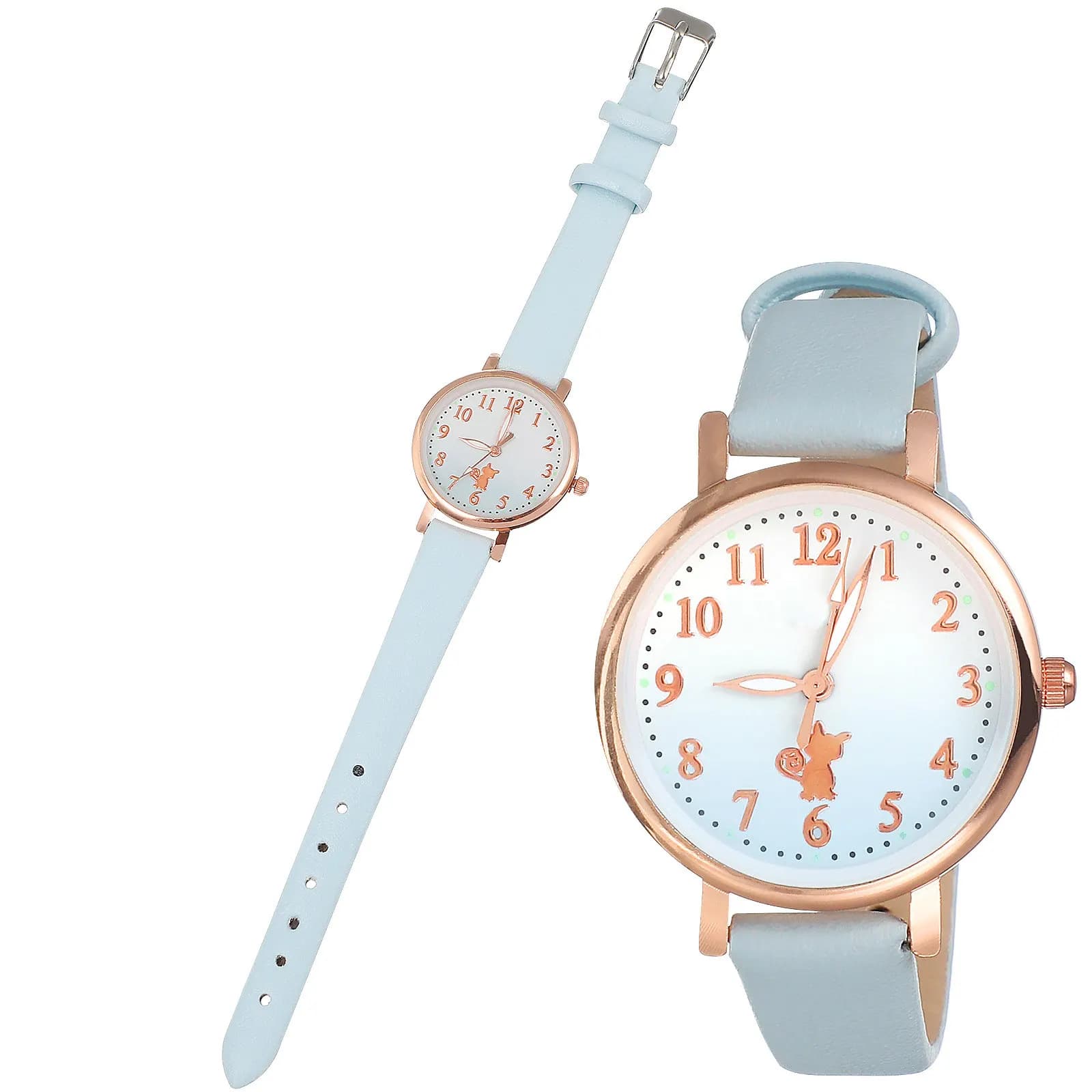 Orologio Luminoso per Bambine con Design a Orecchie di Gatto, Cinturino Regolabile, Quadrante Facile da Leggere, Orologio da Polso Casual per Bambini, al Quarzo Luminoso