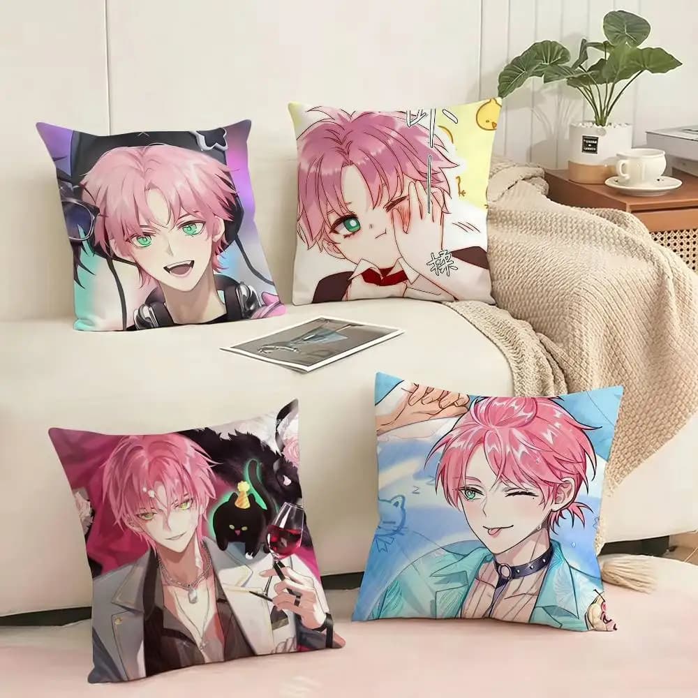 Pink Tamon Kun Anime Square Double-Sided printed Pillow Case Bedroom Bedside Pillow Sofa Cushion Cover Gift