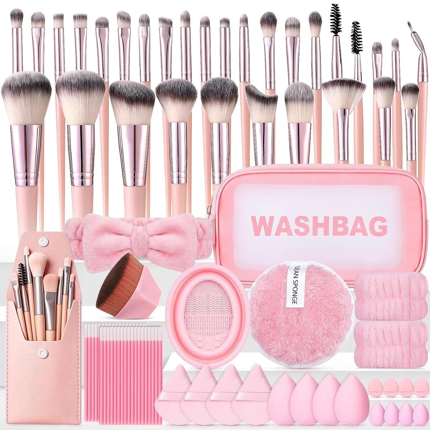 Set di 70 Pennelli Professionali per Trucco, per Ombretto, Fondotinta, Cipria, Correttore, Sfumatura, Blush, Illuminante, Strumenti Multifunzionali per il Makeup