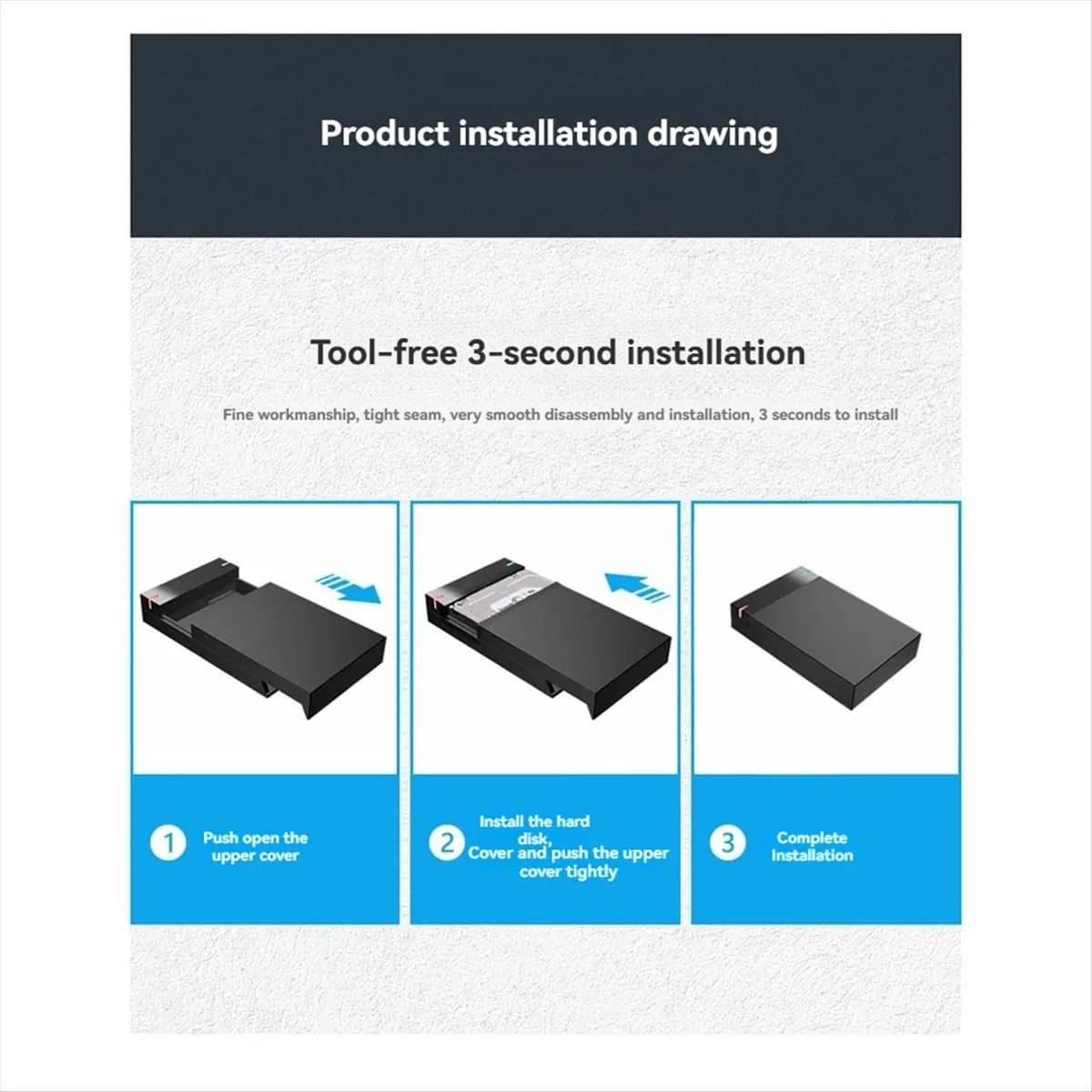A77K 3.5 Inch SATA to USB 3.0 HDD Case - External Hard Drive Enclosure, Data Transfer,HDD Box for PC and Laptop US PLUG
