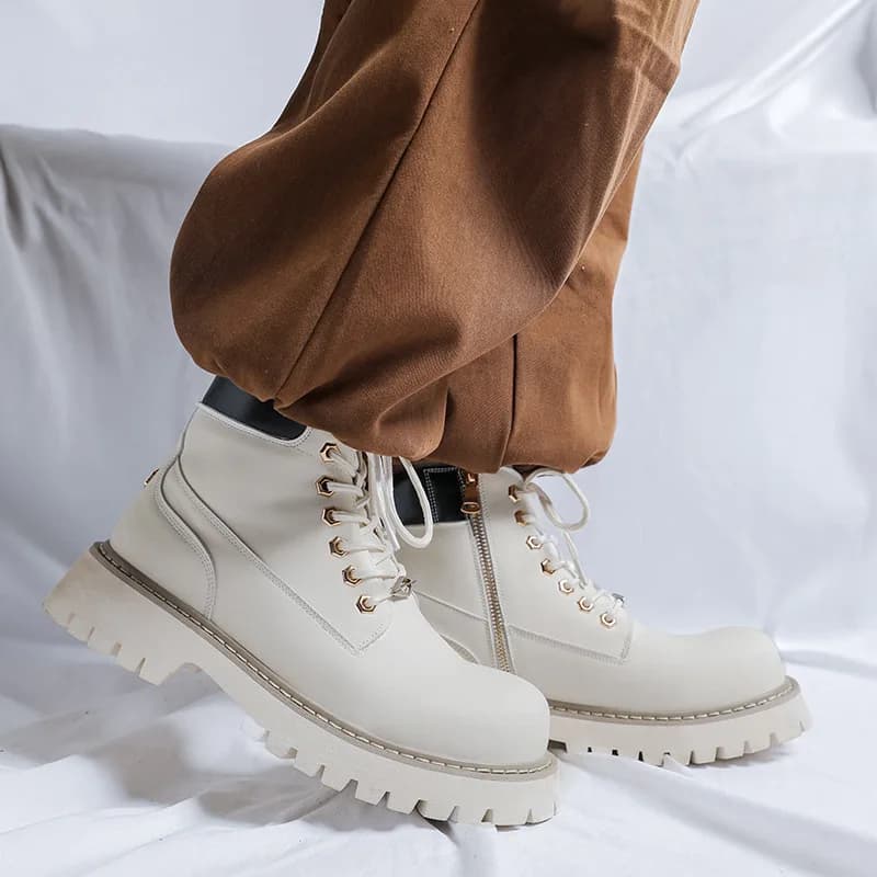 plus size uomo moda festa banchetto abito stivali con plateau nero bianco scarpe in pelle originali cowboy utensili stivale da lavoro caviglia botas