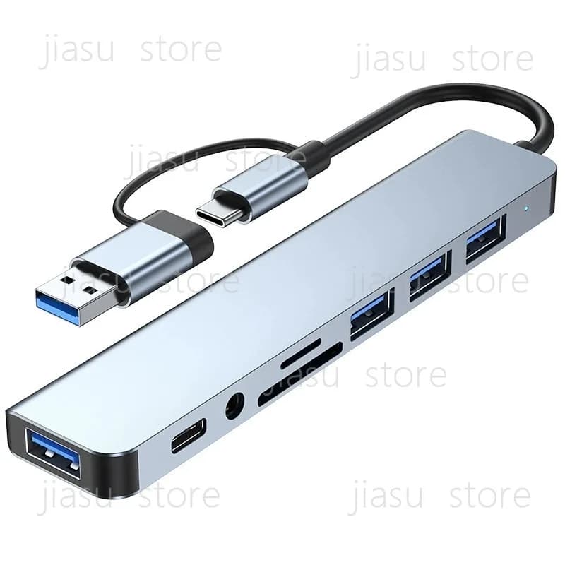 Docking Station Multifunzione Type-C a Doppia Testa Otto-in-Uno, Hub USB per Notebook con Lettore di Schede