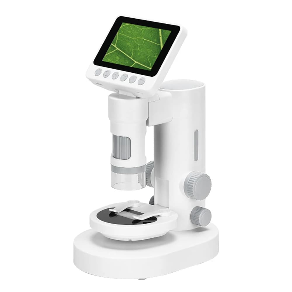 Microscopio 1080P con base per bambini Telescopio portatile 1000X Schermo HD da 3,5'' Microscopio digitale tascabile illuminato a LED