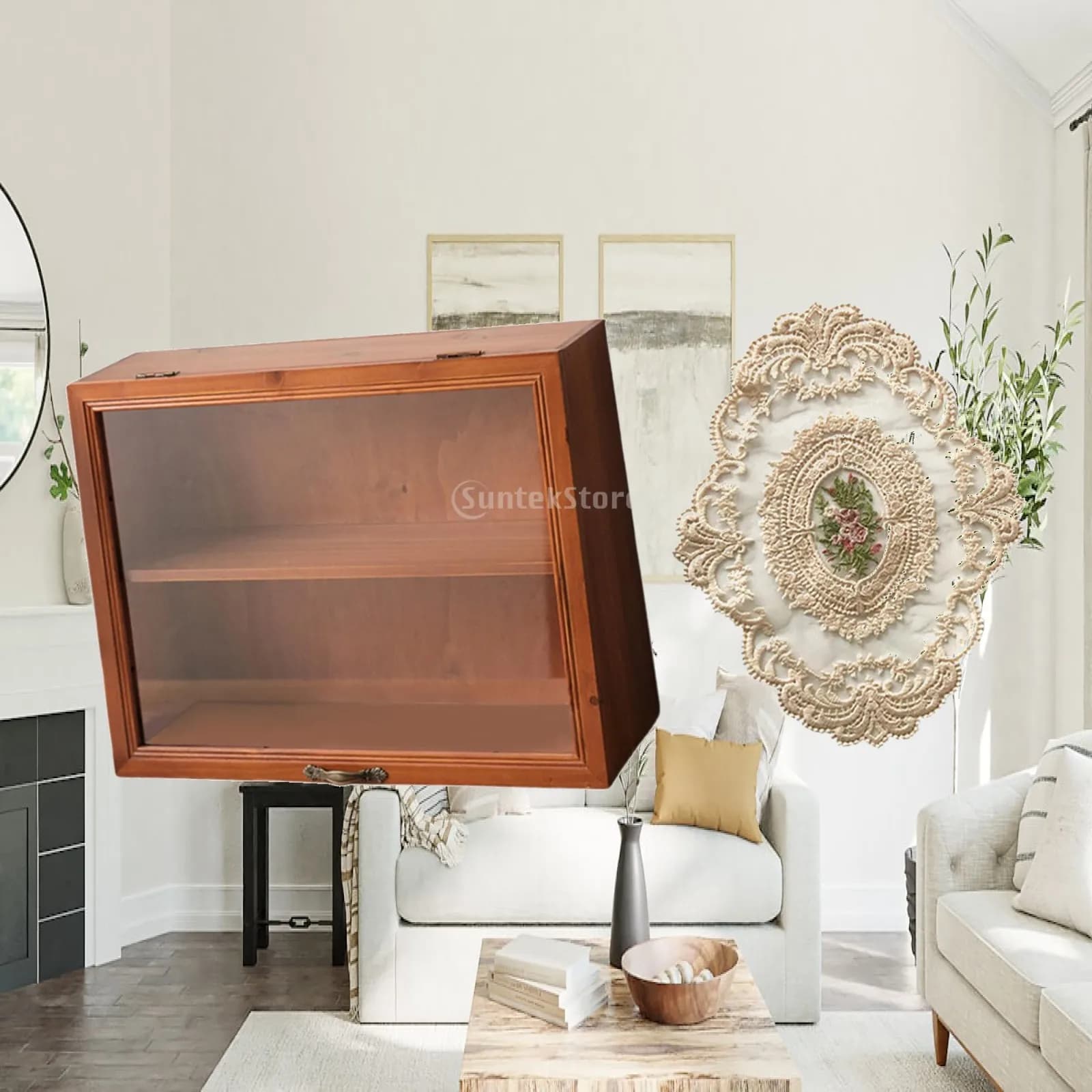 Desktop Storage Cabinet Dustproof Showcase Tabletop Storage Box