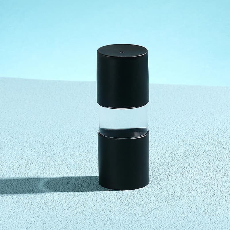 1Pc 10ml Vuoto Usa E Getta Trasparente Rotondo PETG Parete Spessa Pressato Olio Essenziale Cura Della Pelle Dispenser di Siero Con Base Nera e copertura