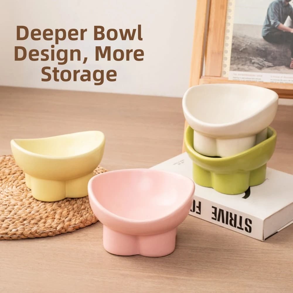Large Diameter Elevated Cat Bowl Anti-spill Anti-knock Neck Protection Bowl Anti-leakage Anti-choke Pet Food Bowl Indoor Use