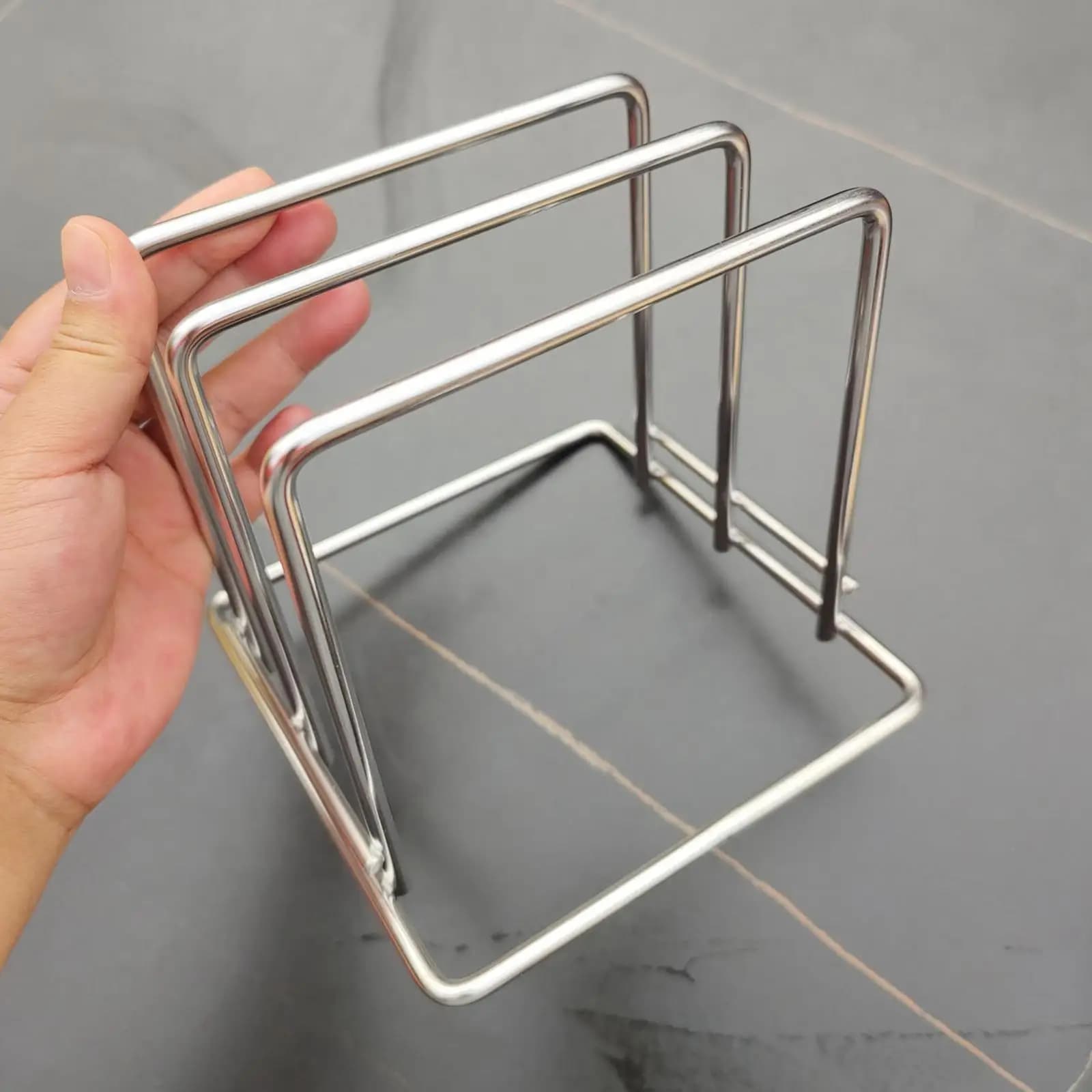 Heavy Duty Cutting Board Rack 304 Stainless Steel Kitchen Organizer with Two Slots for Chopping Boards and Pan Storage