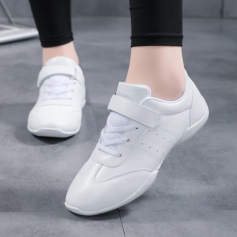 Girls White Cheerleading Dancing Shoes Youth Athletic Training Tennis Walking Lightweight Competition Cheer Sneakers