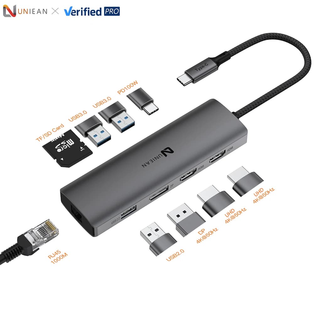Hub USB 3.0 Docking station adattatore 10 in 1 Hub USB tipo C 4 porte Hub USB C 8 in 1 per MacBook Pro