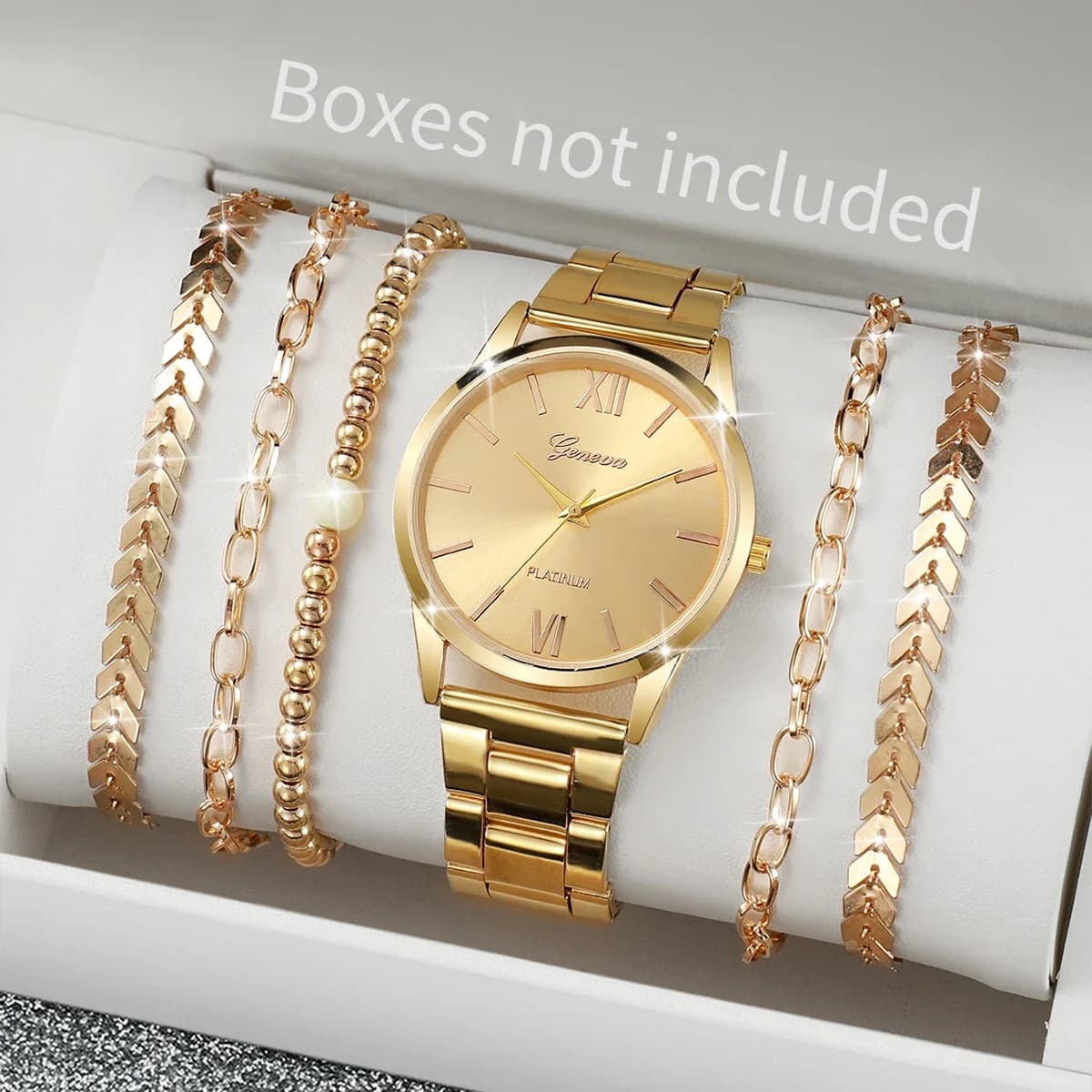 3/6PCS Fashionable Women's Watch, Simple Dial Rome, Quartz Analog Wrist Watch, Reloj Mujer Bracelets Set (No Box)