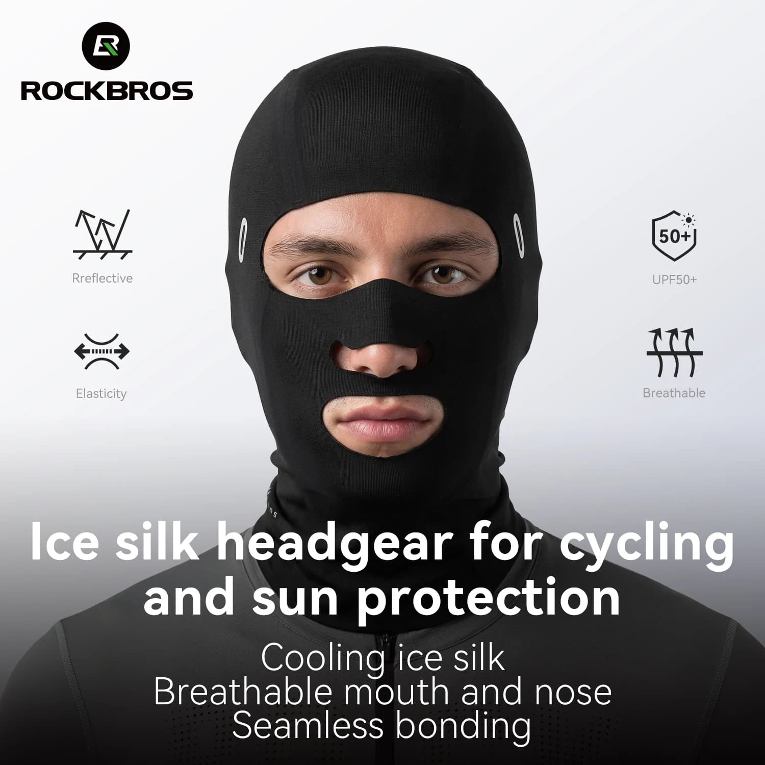 ROCKBROS Maschera Integrale da Ciclismo per Uomo in Seta Ghiacciata, Protezione Solare, Antivento, per Bici e Moto, Cappello Maschera Estivo