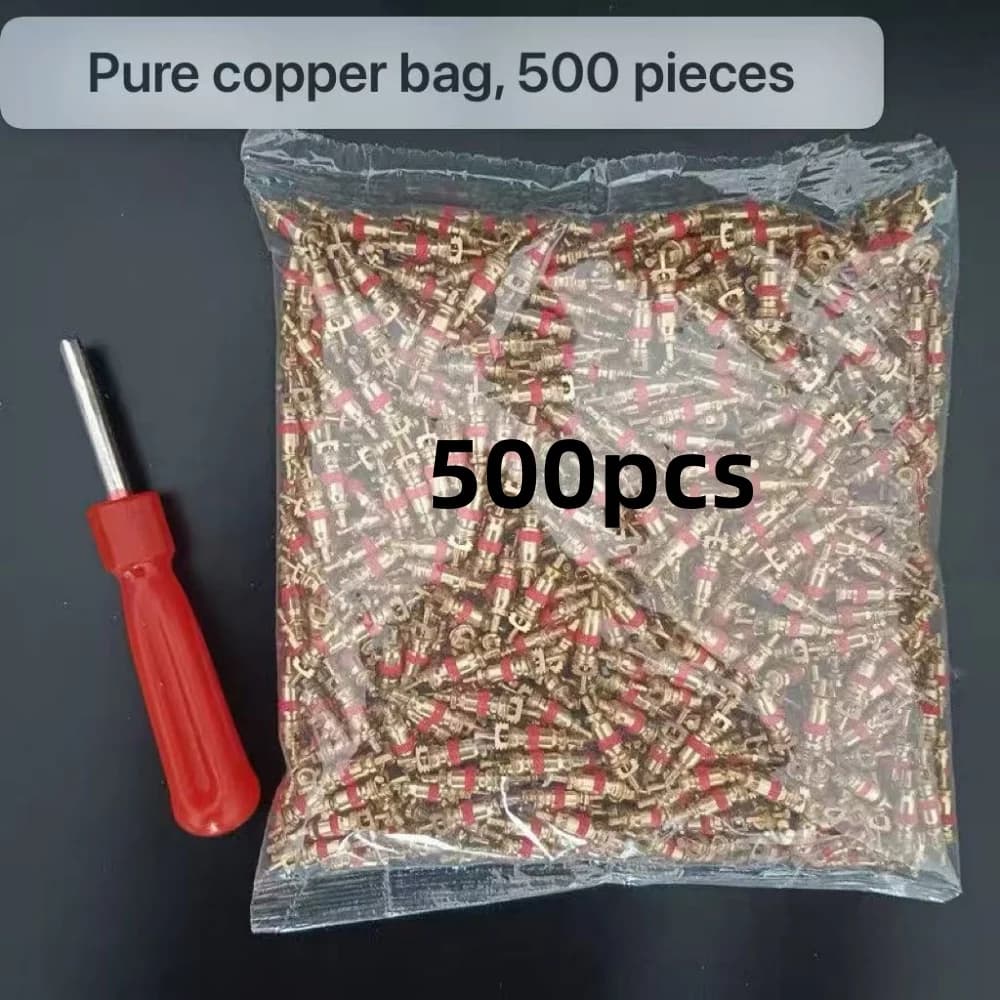 500 pieces of copper tire valve core for cars, trucks, bicycles, motorcycles, wheels, copper valve core, single head wrench, scr