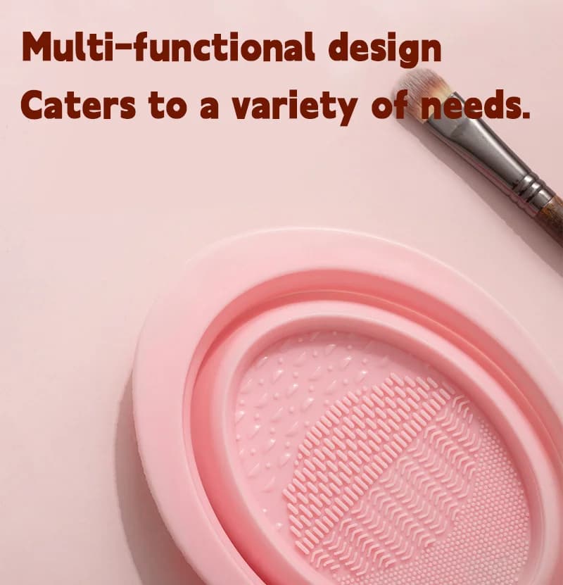 1 PC Foldable Pink Makeup Brush Cleaner - Portable Silicone Cleaning Bowl for Makeup Brushes and Beauty Tools | Multi-purpose Makeup Cleaning Tool, Foldable Brush Cleaning Bowl | Suitable for Deep Cleaning Of Makeup Brushes and Beauty Tool