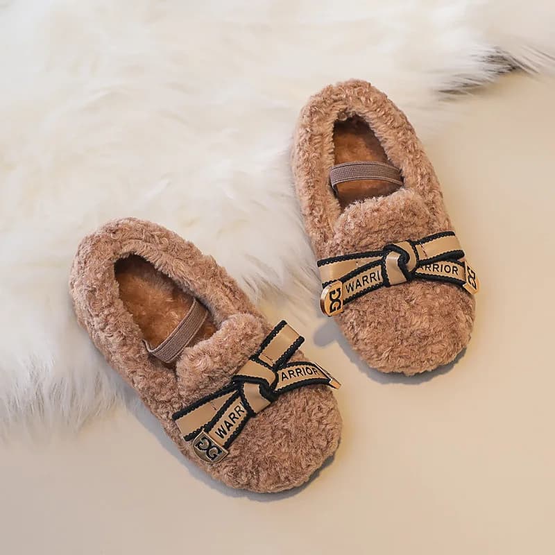 Warm Round Toe Fashion Three Colors Girl Shoe Children's Moccasins Winter Bowie for Leisure brief-on children's shoes