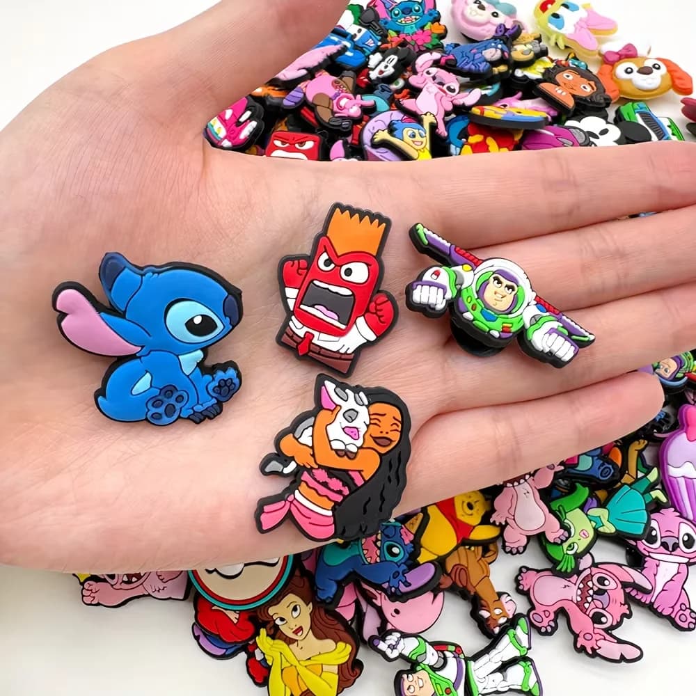 30/50/100pcs Cartoon random style Series Shoe Charms Set For Bag Bubble Slides Sandals, PVC Shoe Decorations Accessories