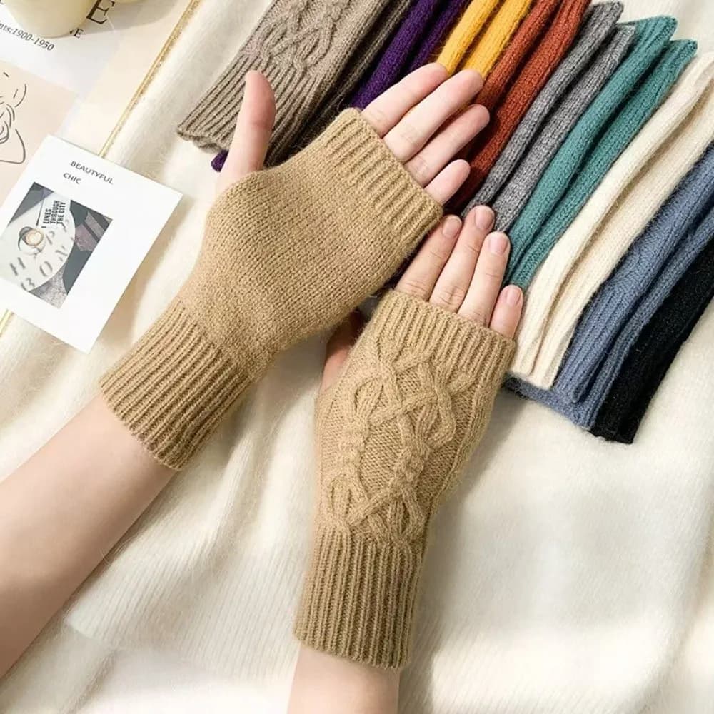 New Knitted Fingerless Gloves Fingerless Cable Knit Knit Gloves Warm Wrist Warmers Daily Outfits