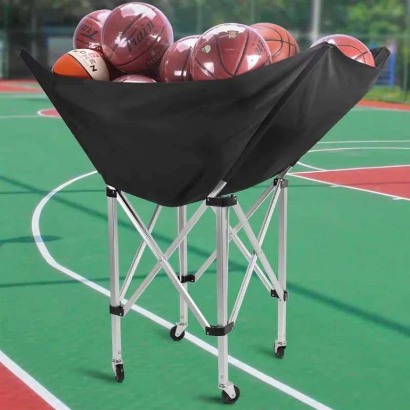Custom Color Aluminum Basketball Volleyball Football Sports Equipment Portable Foldable Training Ball Cart with Wheels