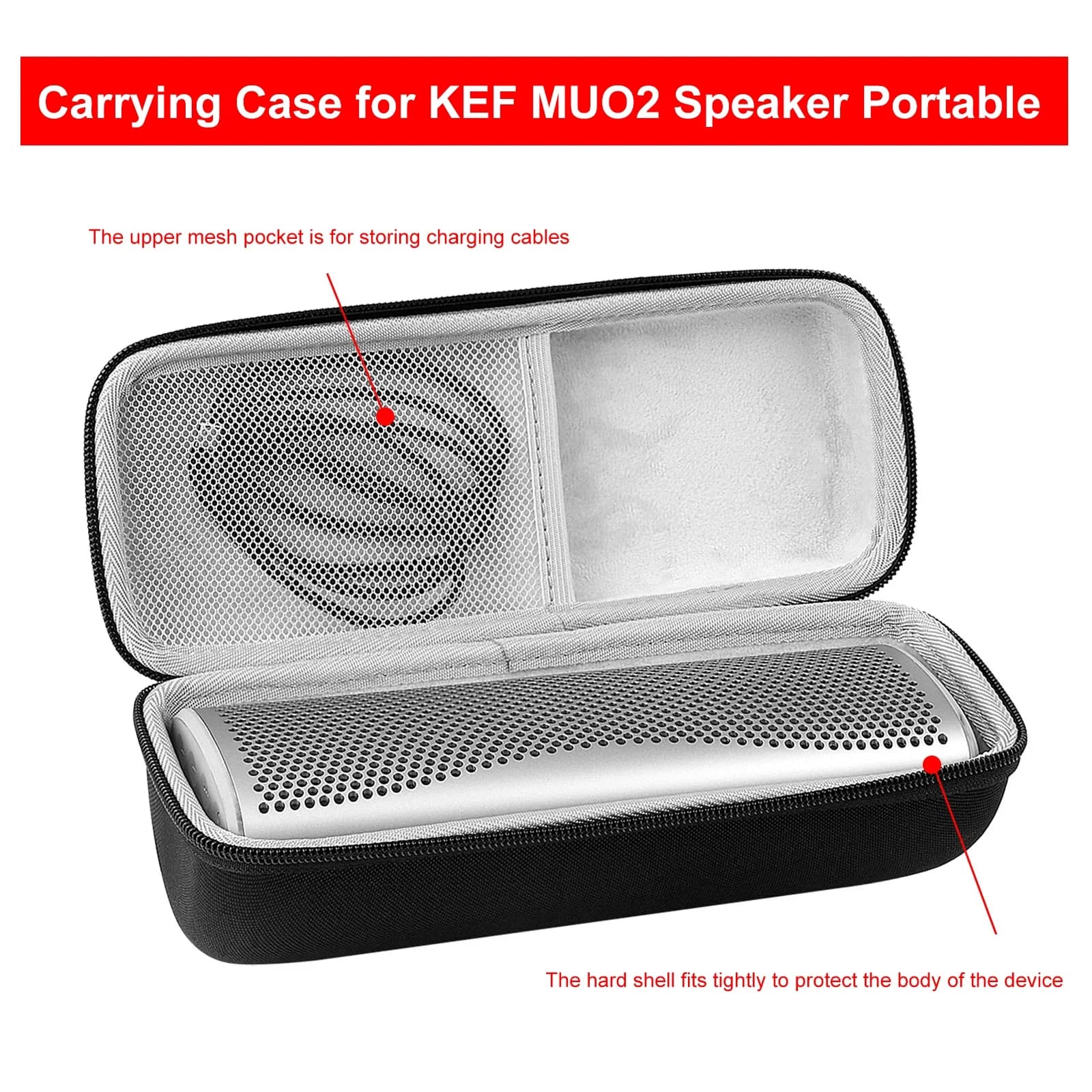 For KEF MUO2 Storage Bag Case Portable Bluetooth-compatible Speaker Hard Shell Storage Bag Waterproof Protective Carrying Pouch