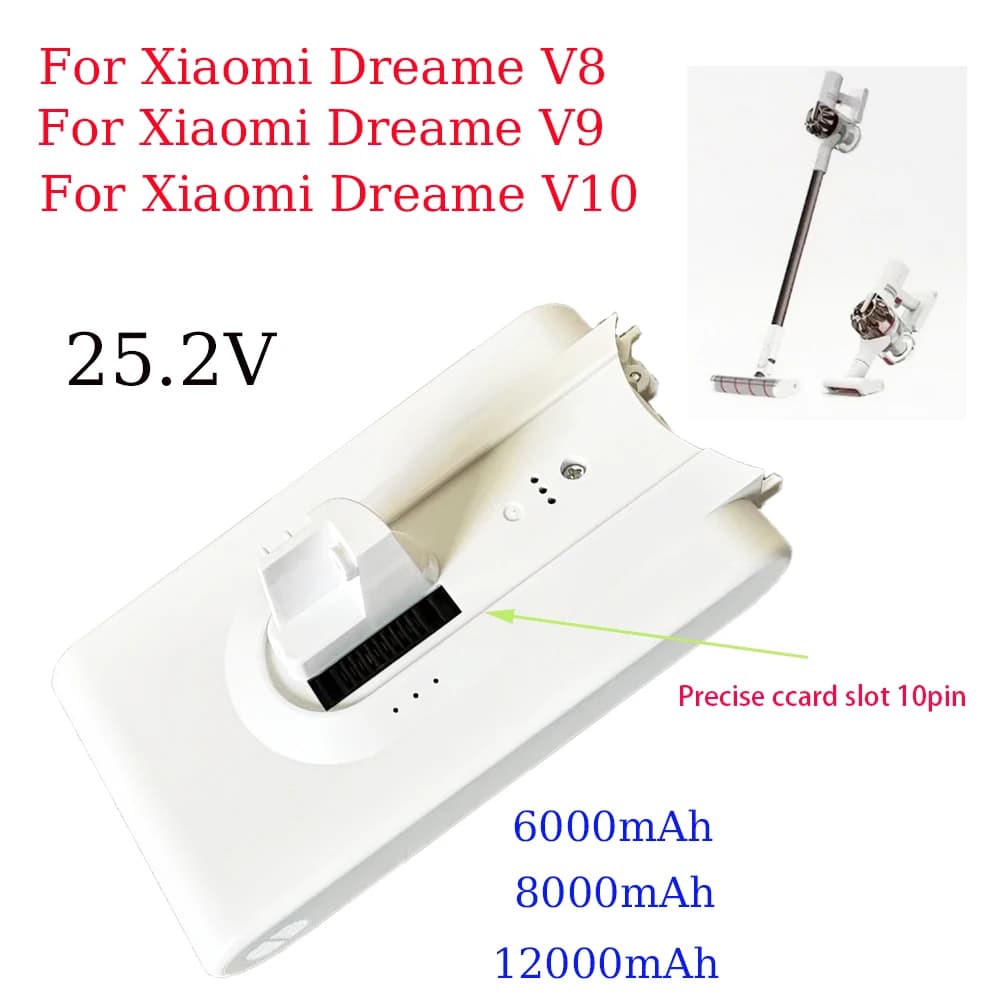 Batteria di ricambio (12000 mAh: adatta per Xiaomi Dreame V8, V9, V9P, V10, VVN3, VVN4, XR Aspirapolvere Batteria agli ioni di litio