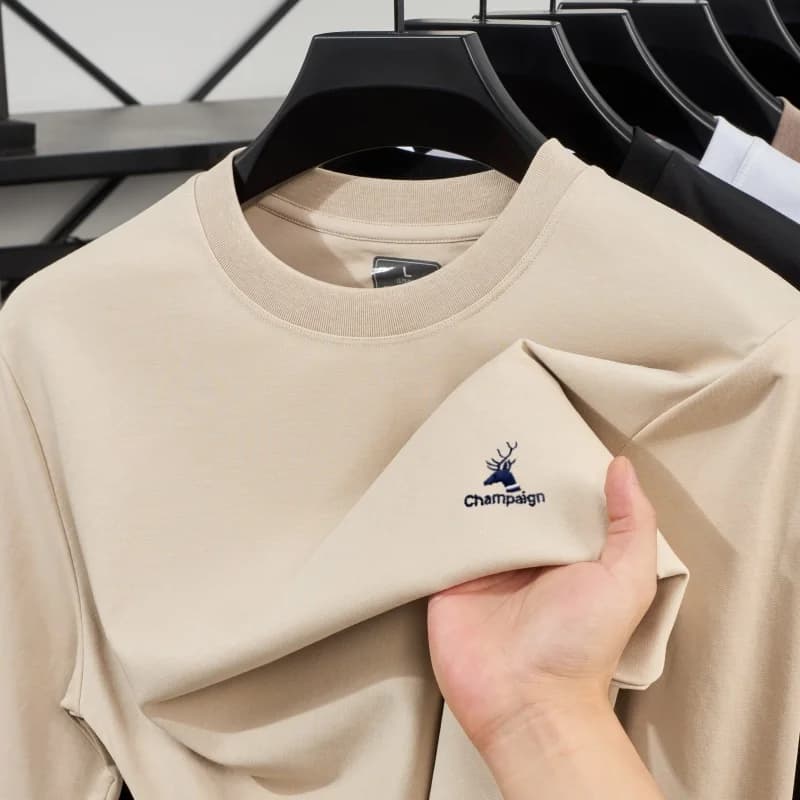 High Quality Men's Long Sleeve Round Neck T-Shirt Soft Cotton Breathable Moisture Wicking Casual Top