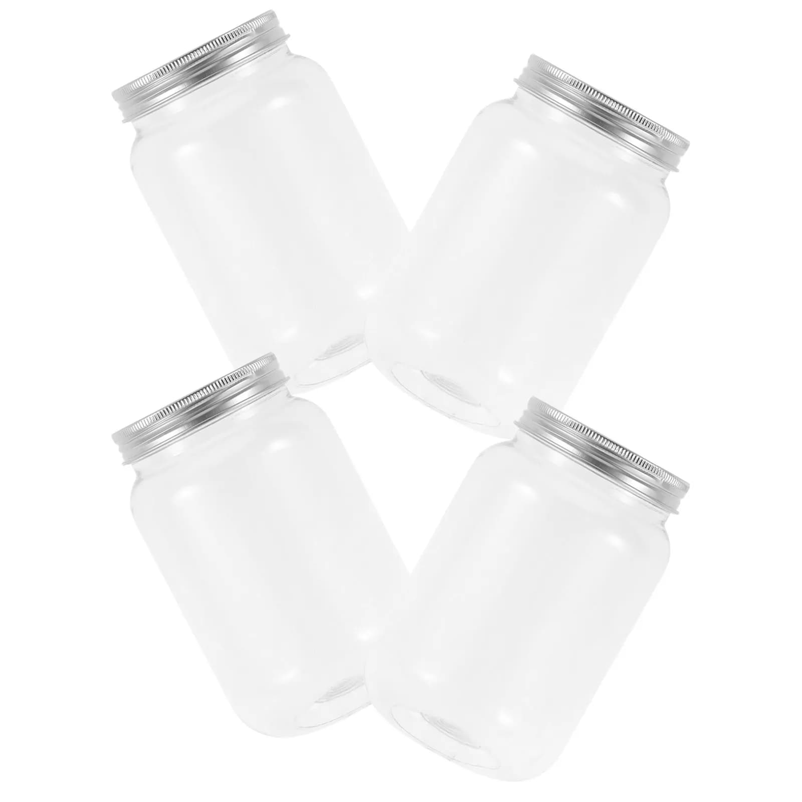 4 barattoli di plastica trasparente, contenitori ermetici, contenitori per la conservazione in cucina, frutta secca, snack, caramelle, design trasparente, freschezza a lunga durata