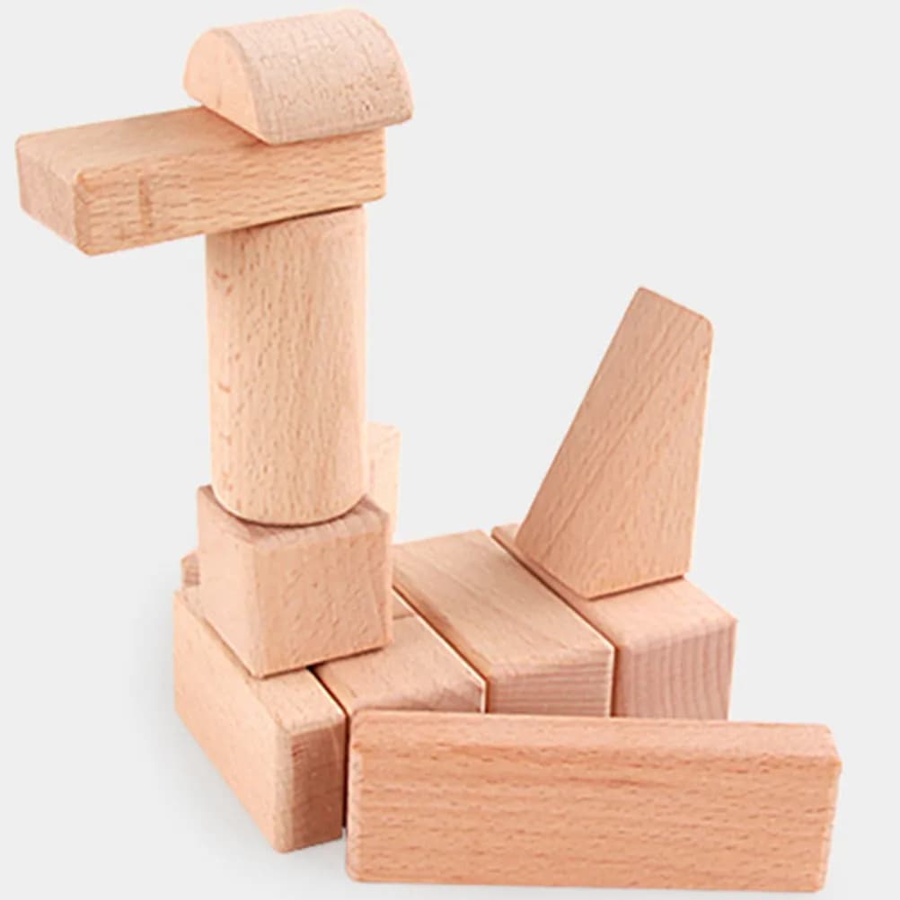 Set di Blocchi in Legno di Faggio Massiccio, Cuboide Liscio per Artigianato Fai-da-Te, Educazione Precoce, Costruzione, Blocco Rettangolare